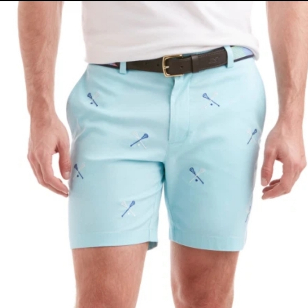 NWT Vineyard Vines Pool Side 7 Inch Lacrosse Embroidered Breaker Shorts Sz 40 - Picture 1 of 7